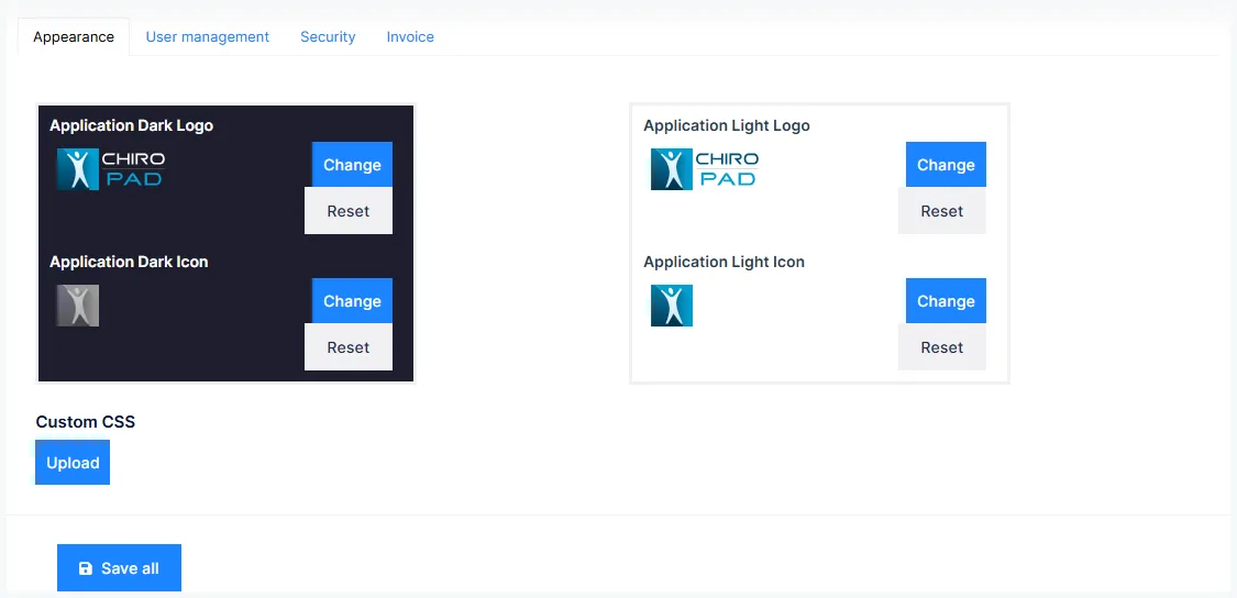 Settings: the Appearance tab