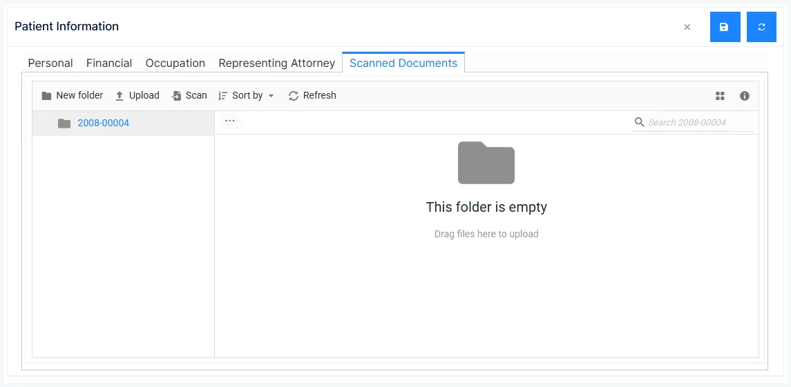 Patient Information: the Scanned Documents tab