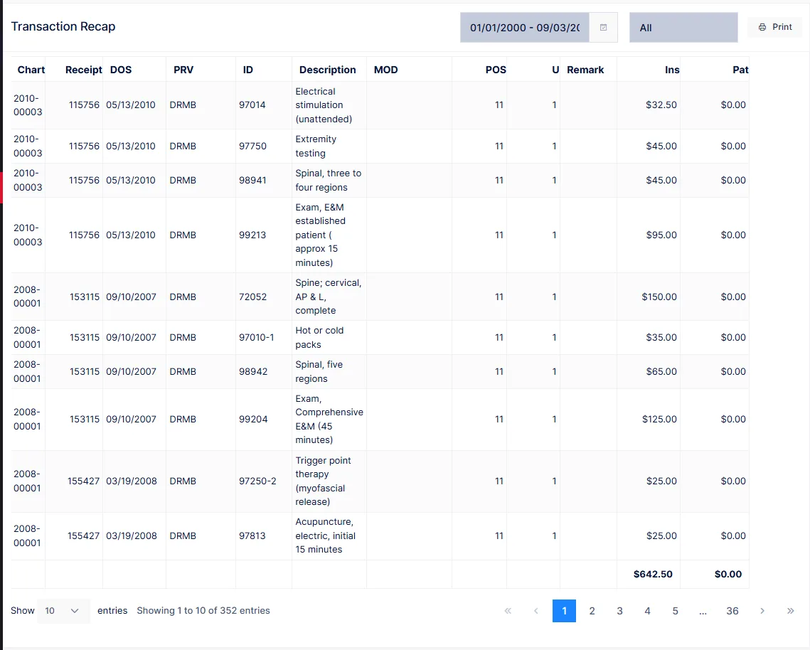 The Transaction Recap report